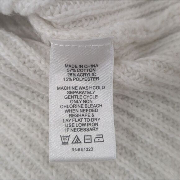 Cece Ivory Knit Pullover Crewneck Sweater Minky Dot Long Bubble Sleeve Holiday L - Picture 9 of 9